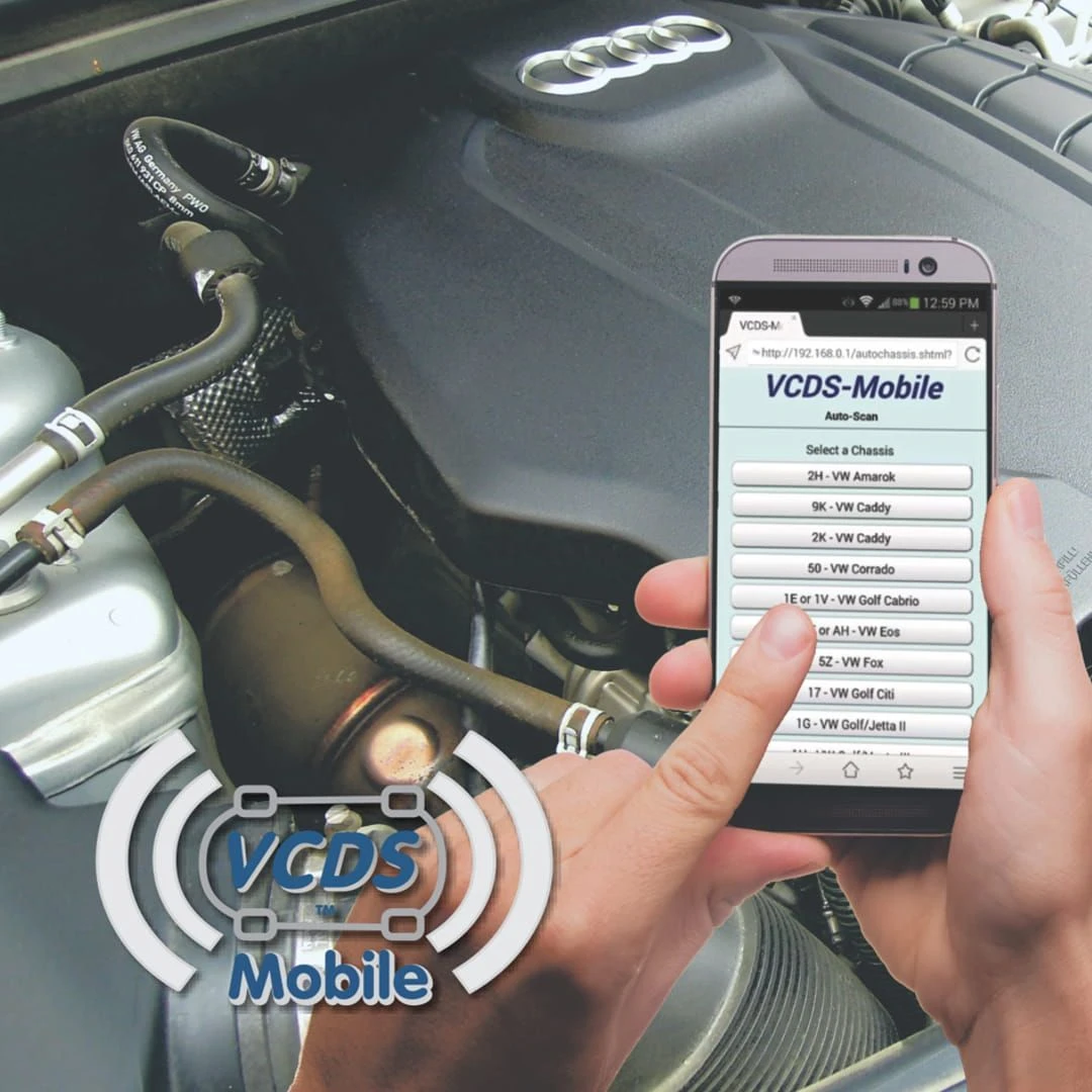 VCDS brezžični diagnostični vmesnik HEX-NET za avtodiagnostiko v uporabi s pametnim telefonom